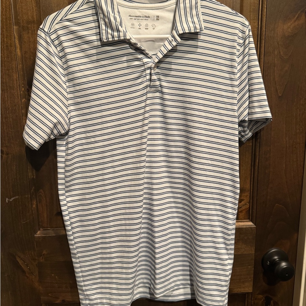 Abercrombie & Fitch Blue and White Polo Shirt